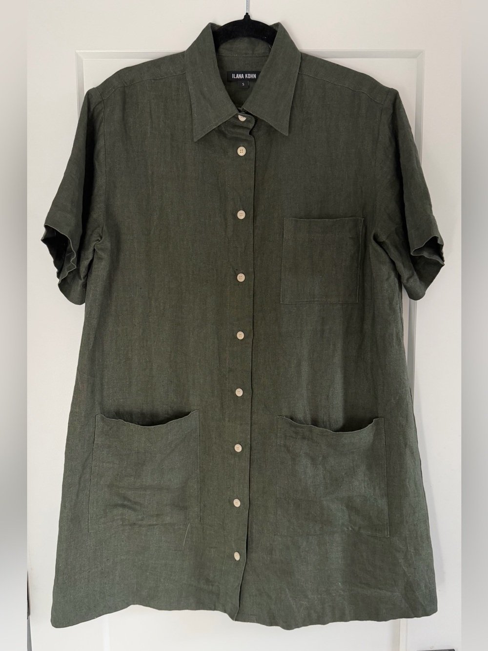 Ilana Kohn (no longer in production) Olive Green Button-Down Shirt Dress